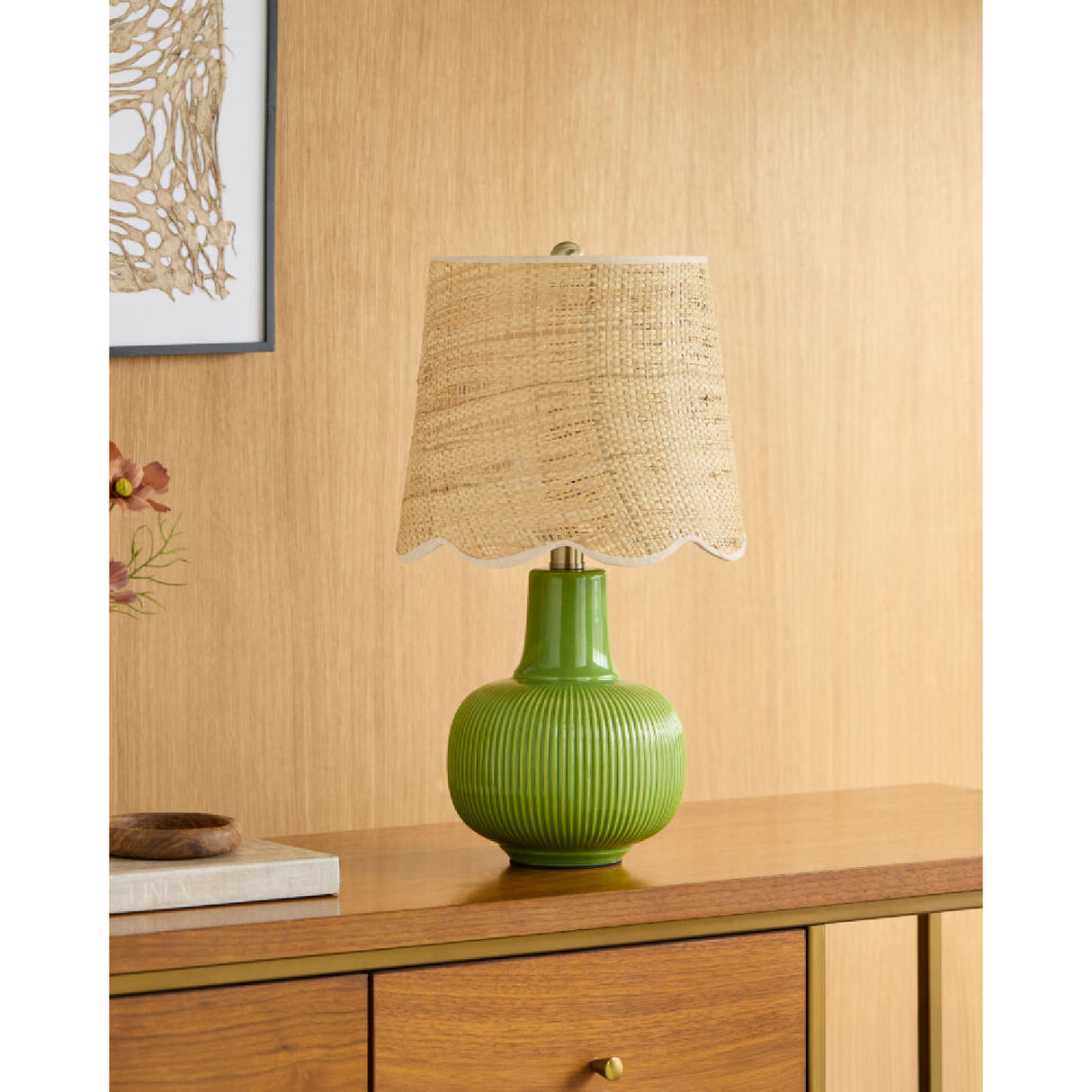   Modern European furniture - Scalloped Beige Jute Table Lamp - www.oroa.com | Oroa.com