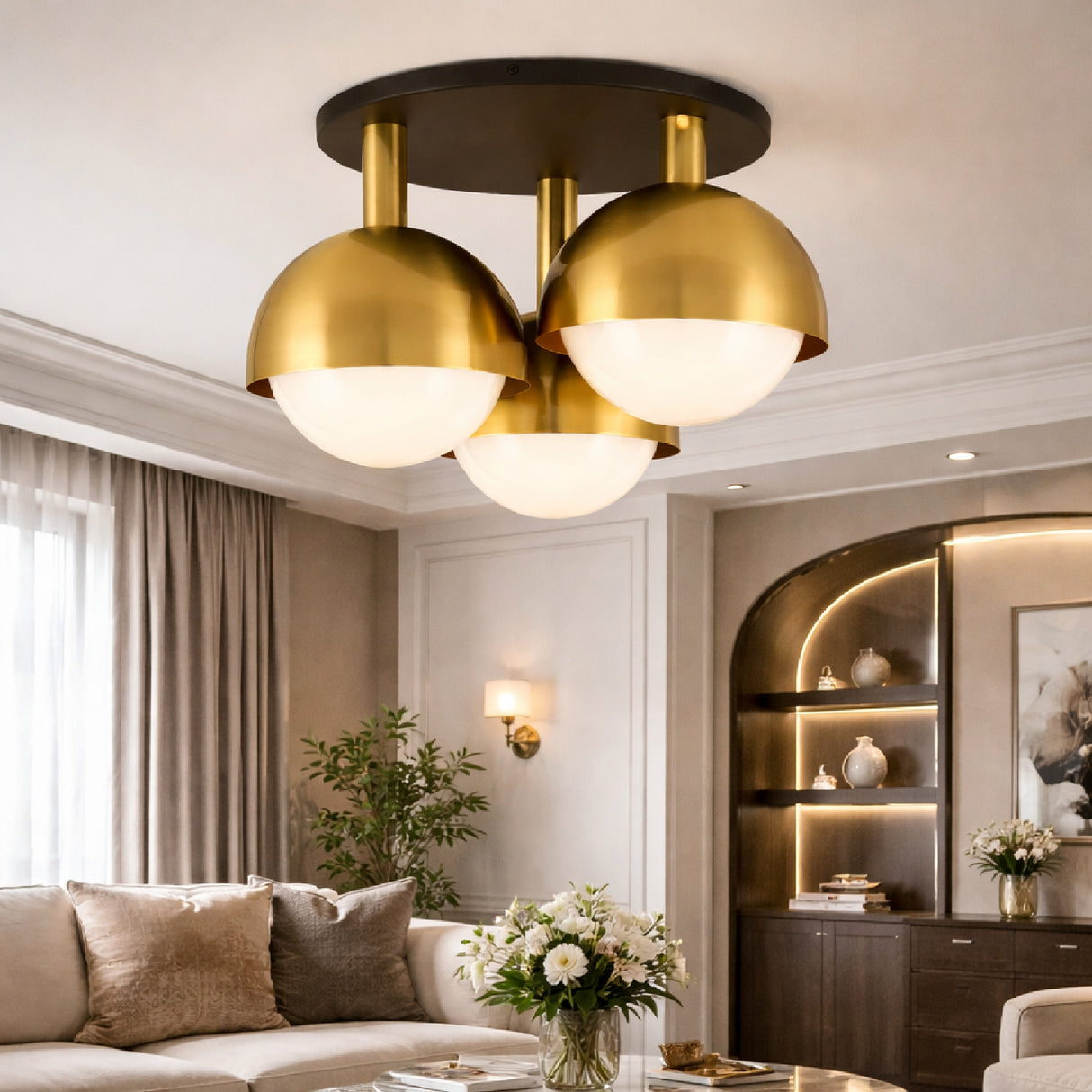   Modern European furniture - Gold Dome 3-Light Ceiling Lamp - www.oroa.com | Oroa.com