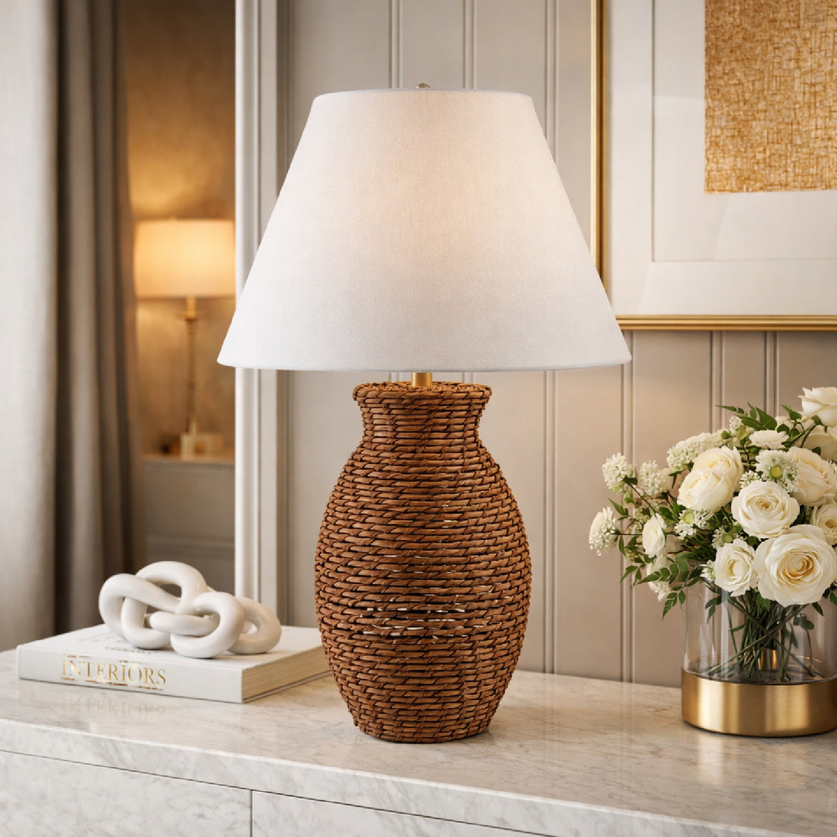   Modern European furniture - Painted Rattan Accent Table Lamp - www.oroa.com | Oroa.com