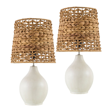   Modern European furniture - Braided Seagrass Ceramic Table Lamps (2) - www.oroa.com | Oroa.com