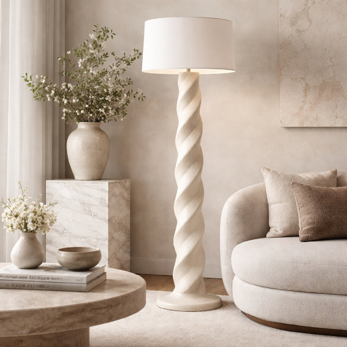   Modern European furniture - Cream Spiral Accent Floor Lamp - www.oroa.com | Oroa.com
