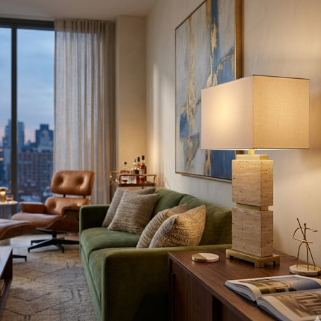   Modern European furniture - Travertine Accent Table Lamp - www.oroa.com | Oroa.com