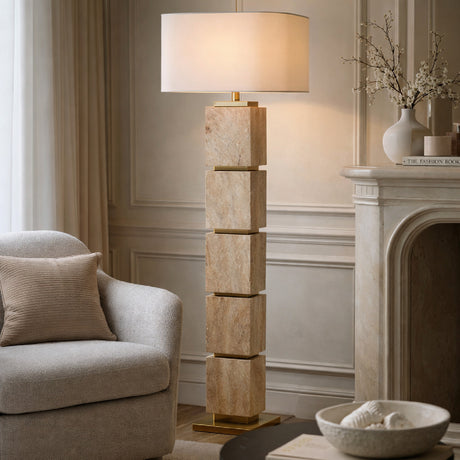   Modern European furniture - Natural Travertine Accent Floor Lamp - www.oroa.com | Oroa.com