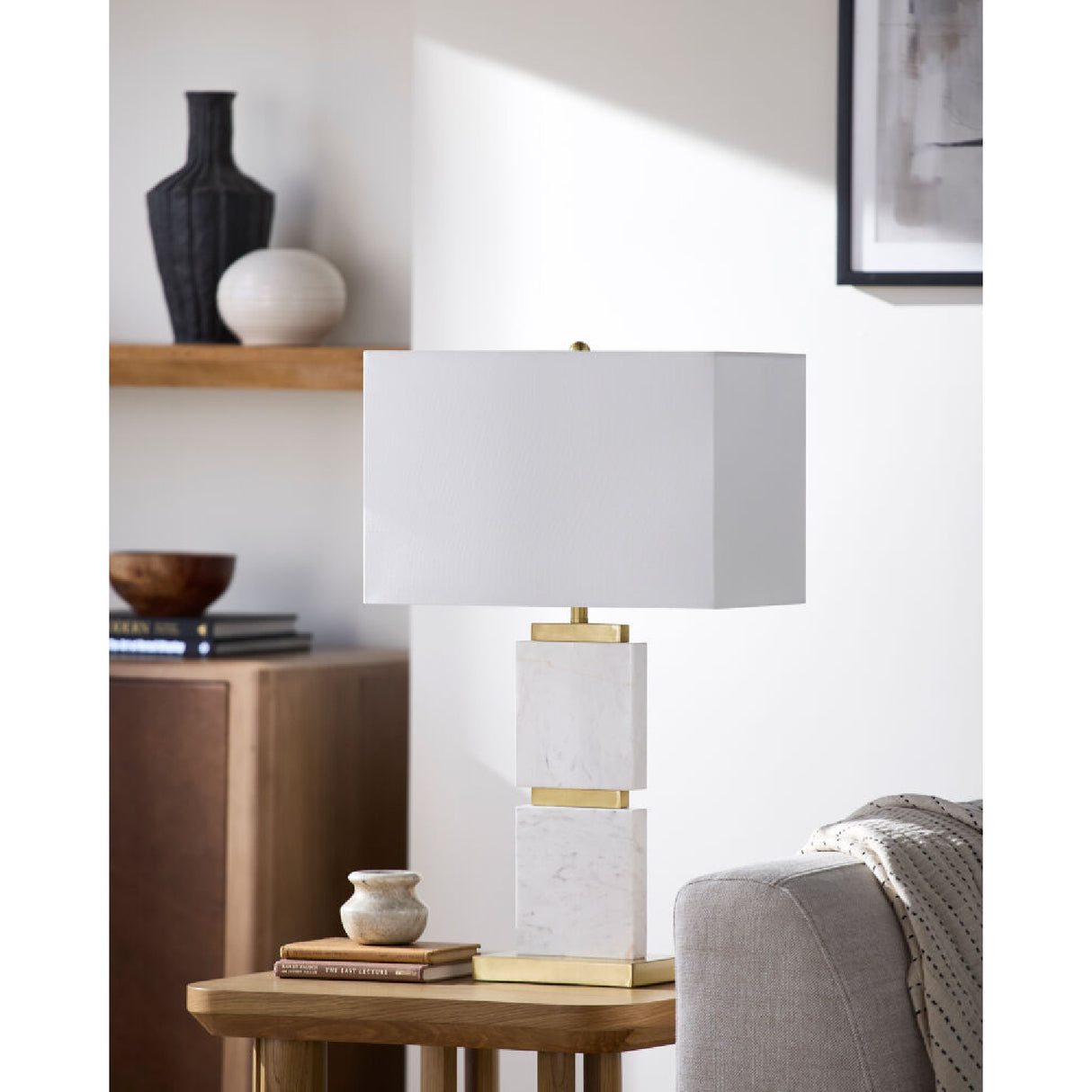   Modern European furniture - Natural White Marble Table Lamp - www.oroa.com | Oroa.com