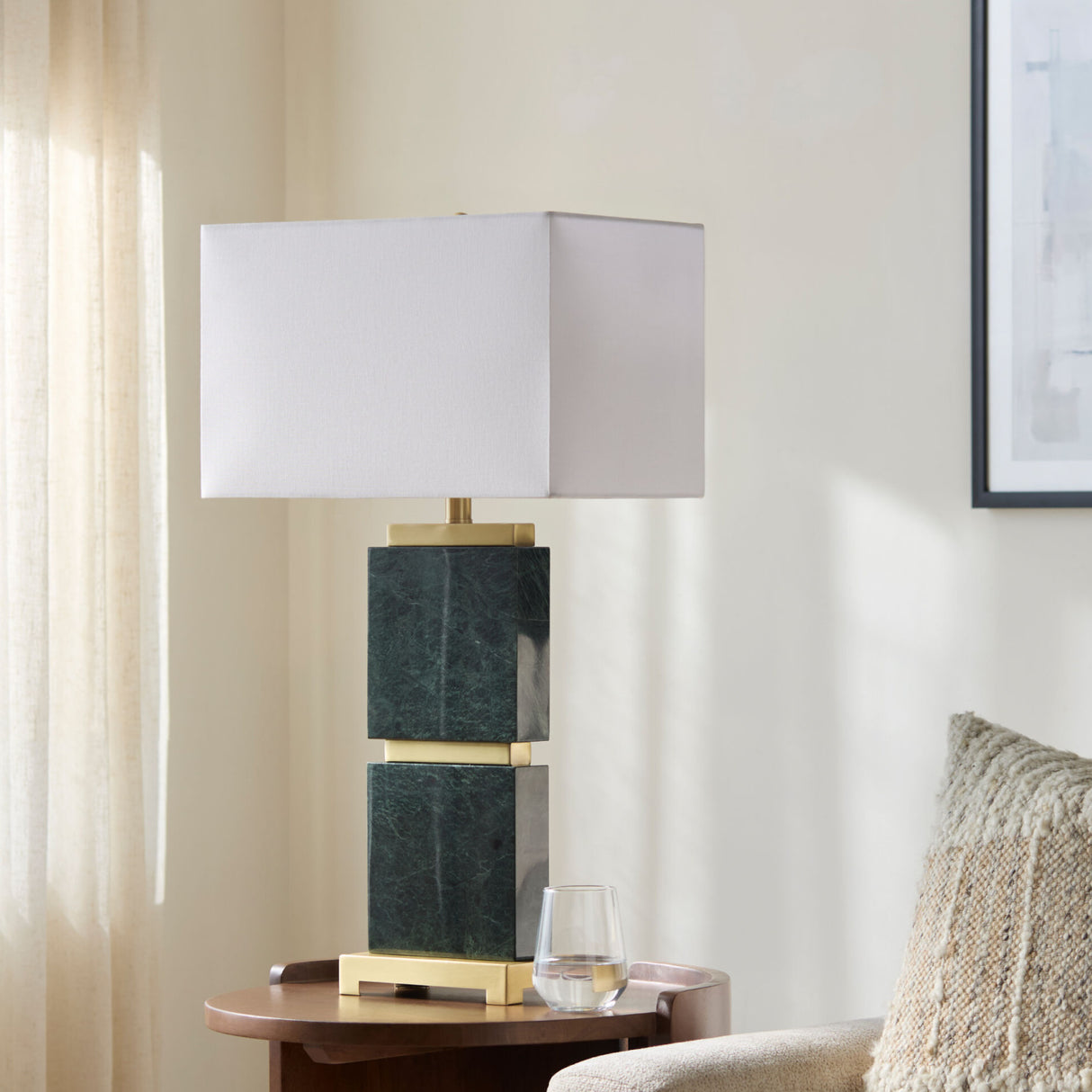   Modern European furniture - Travertine Accent Table Lamp - www.oroa.com | Oroa.com
