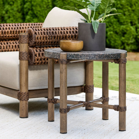   Modern European furniture - Brown Stone Round Outdoor End Table - www.oroa.com | Oroa.com