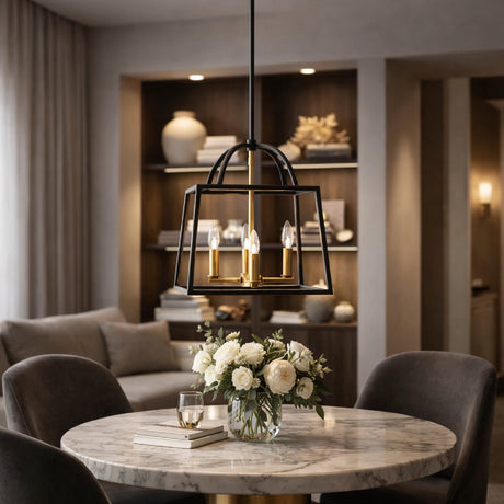   Modern European furniture - Black Iron Framed 4-Light Chandelier - www.oroa.com | Oroa.com