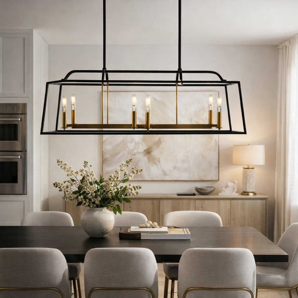   Modern European furniture - Black Iron Framed 6-Light Chandelier - www.oroa.com | Oroa.com