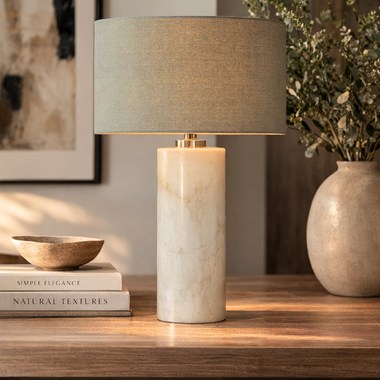   Modern European furniture - White Cylindrical Marble Table Lamp - www.oroa.com | Oroa.com
