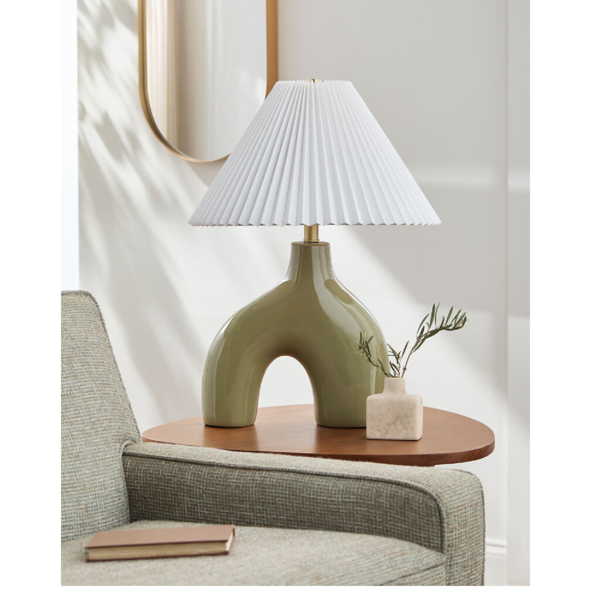   Modern European furniture - Pleated Fabric Arched Table Lamp - www.oroa.com | Oroa.com