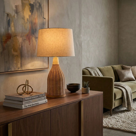   Modern European furniture - White Cotton Rattan Table Lamp - www.oroa.com | Oroa.com