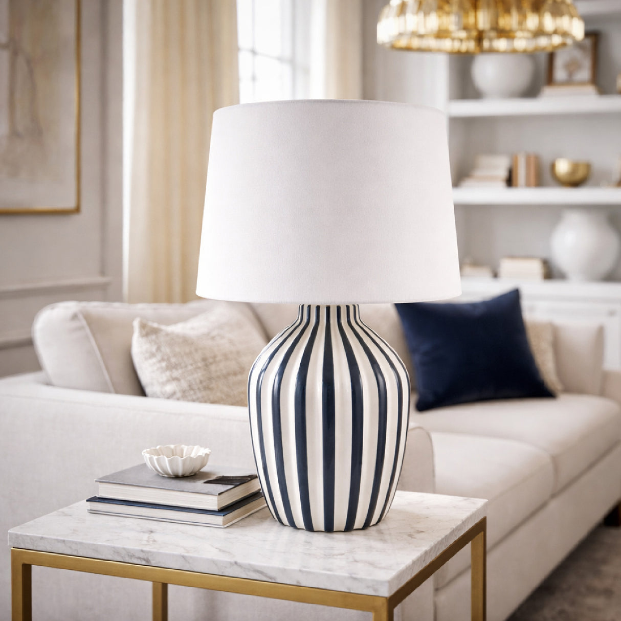   Modern European furniture - Lined Ceramic Accent Table Lamp - www.oroa.com | Oroa.com