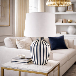   Modern European furniture - Lined Ceramic Accent Table Lamp - www.oroa.com | Oroa.com