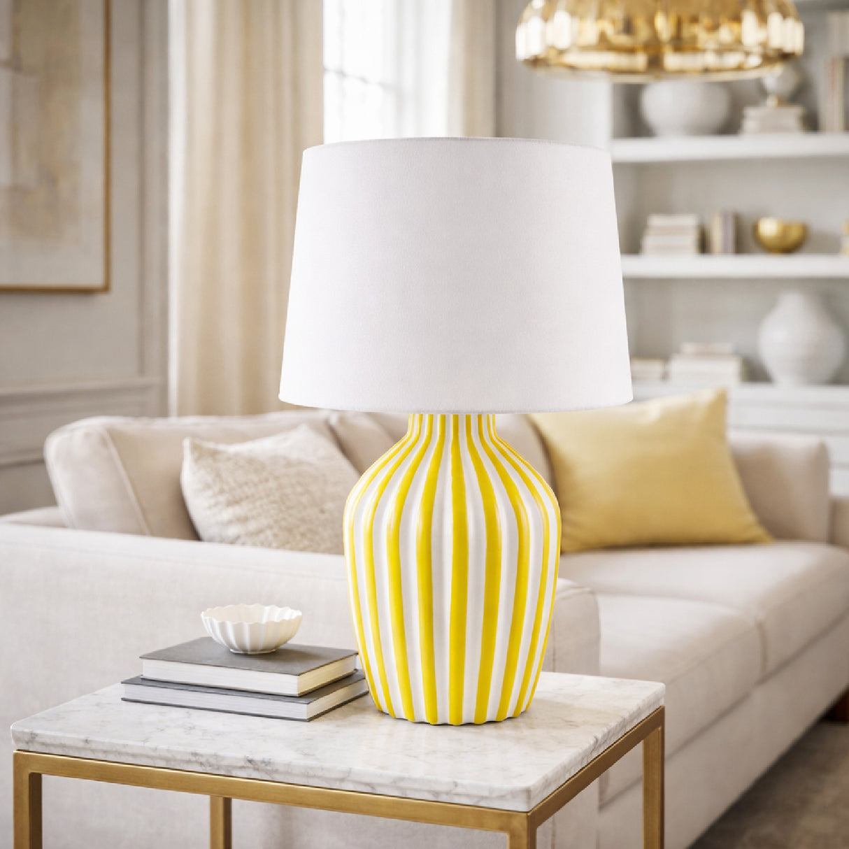   Modern European furniture - Lined Ceramic Accent Table Lamp - www.oroa.com | Oroa.com