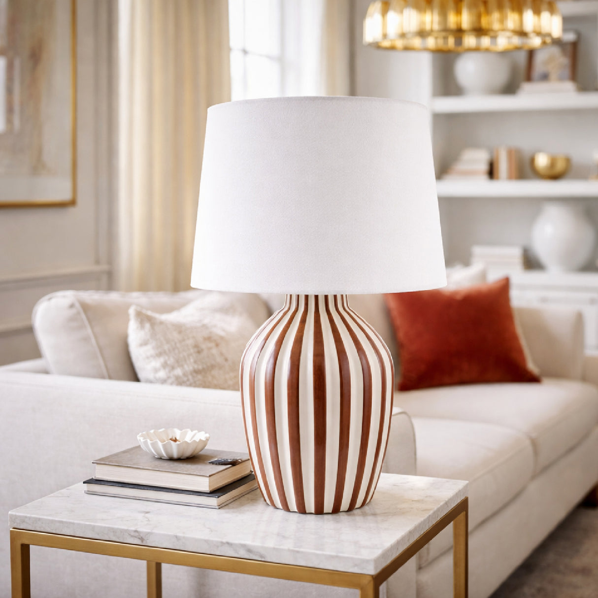  Modern European furniture - Lined Ceramic Accent Table Lamp - www.oroa.com | Oroa.com