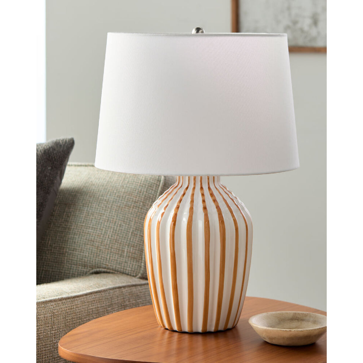  Modern European furniture - Lined Ceramic Accent Table Lamp - www.oroa.com | Oroa.com