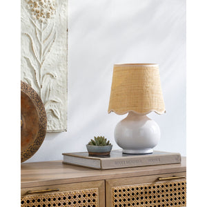  Modern European furniture - Scalloped Raffia Shade Table Lamp - www.oroa.com | Oroa.com