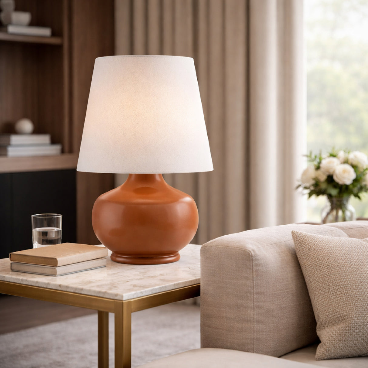   Modern European furniture - Raffia Shade Ceramic Table Lamp - www.oroa.com | Oroa.com