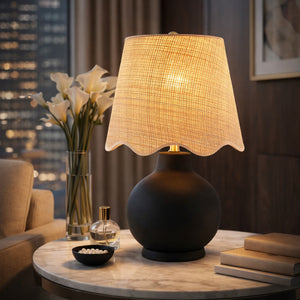  Modern European furniture - Wavy Linen Ceramic Table Lamp - www.oroa.com | Oroa.com