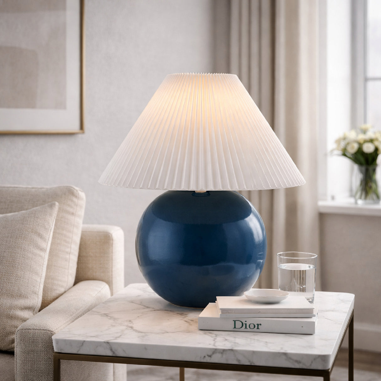   Modern European furniture - Pleated White Fabric Table Lamp - www.oroa.com | Oroa.com