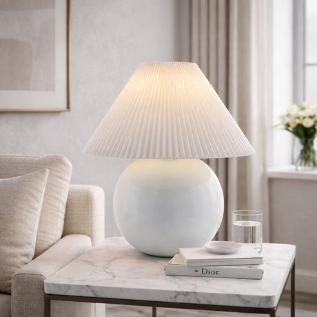   Modern European furniture - Pleated White Fabric Table Lamp - www.oroa.com | Oroa.com
