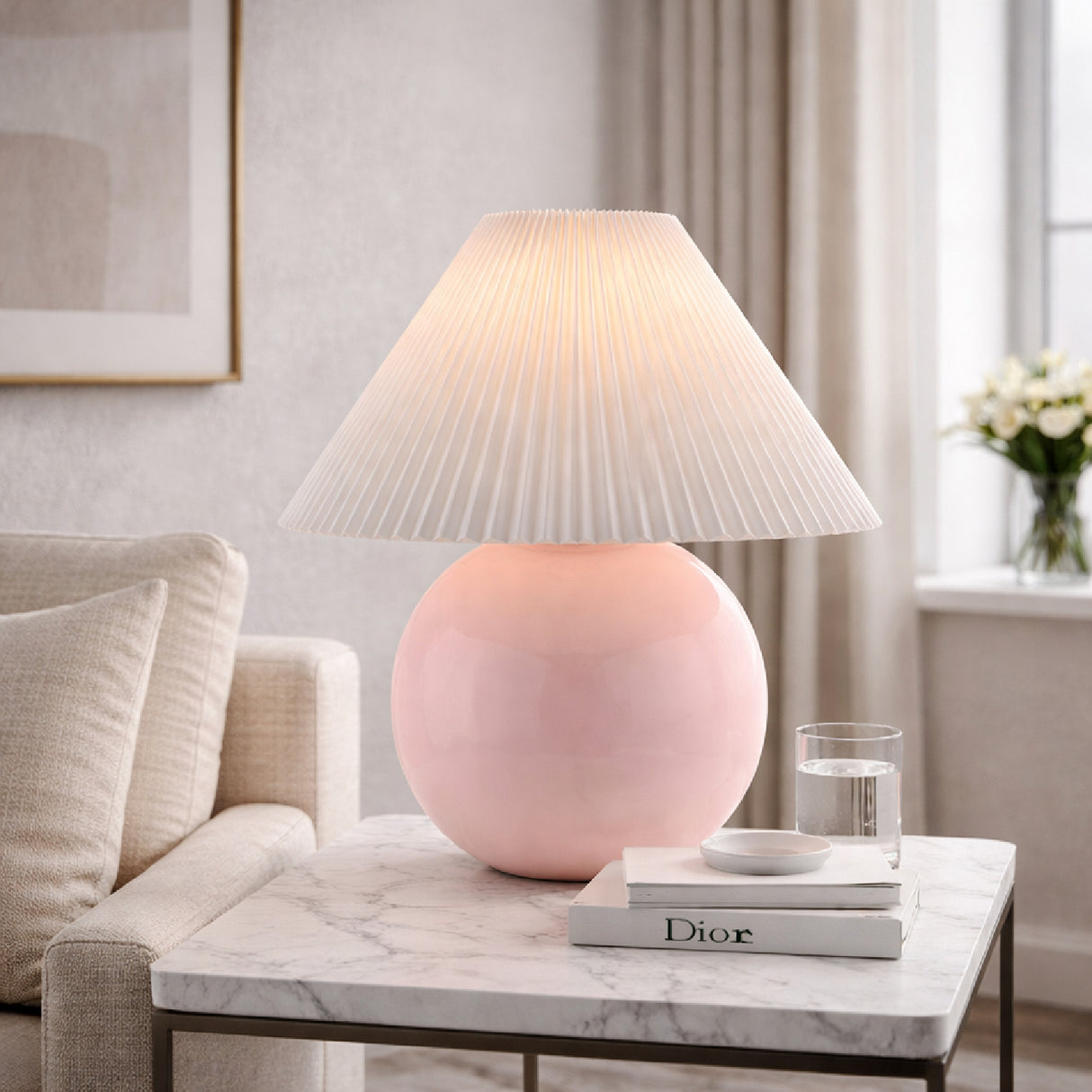   Modern European furniture - Pleated White Fabric Table Lamp - www.oroa.com | Oroa.com