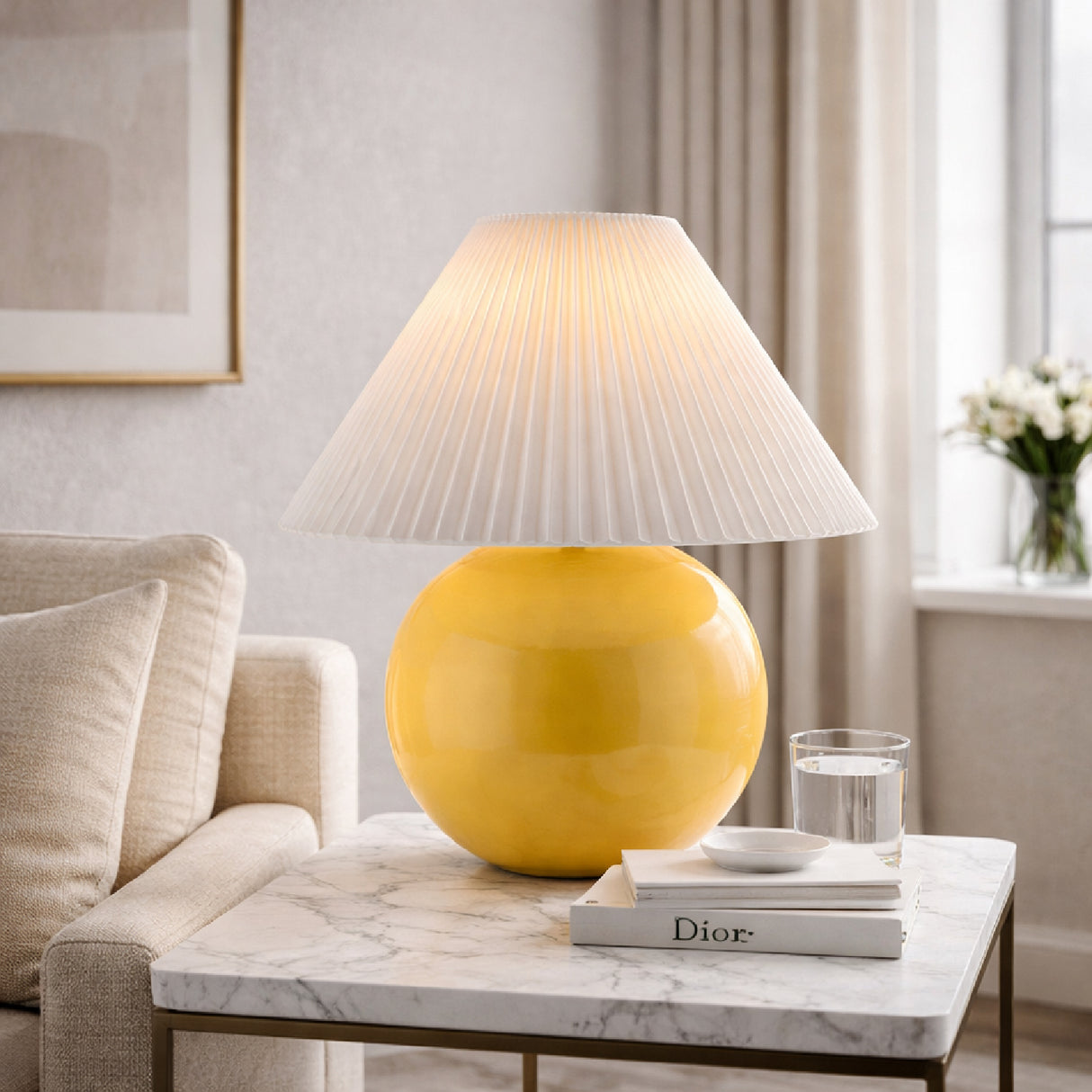   Modern European furniture - Pleated White Fabric Table Lamp - www.oroa.com | Oroa.com