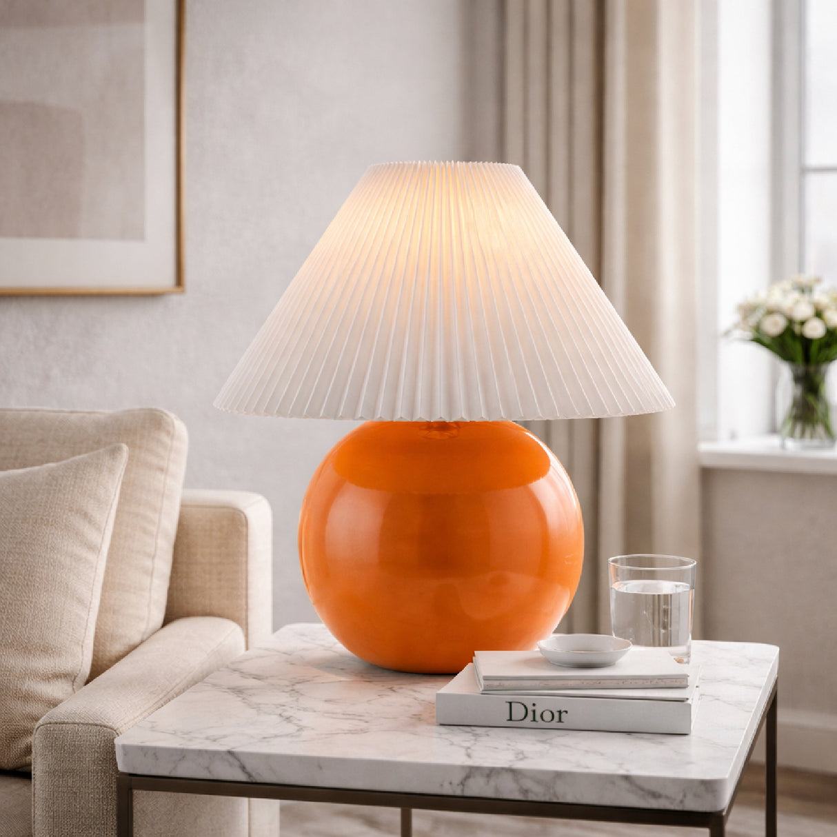   Modern European furniture - Pleated White Fabric Table Lamp - www.oroa.com | Oroa.com