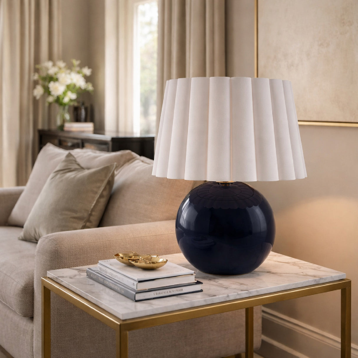   Modern European furniture - Scalloped White Fabric Table Lamp - www.oroa.com | Oroa.com