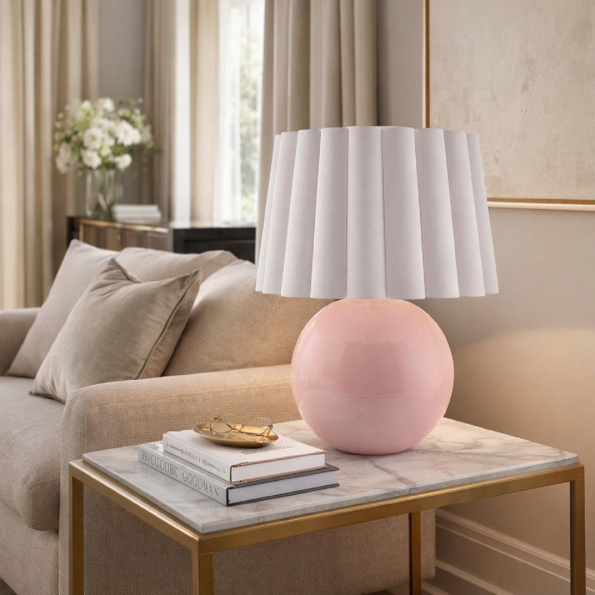   Modern European furniture - Scalloped White Fabric Table Lamp - www.oroa.com | Oroa.com