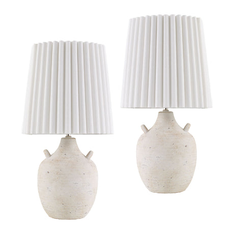   Modern European furniture - Ceramic Fluted Linen Table Lamps (2) - www.oroa.com | Oroa.com