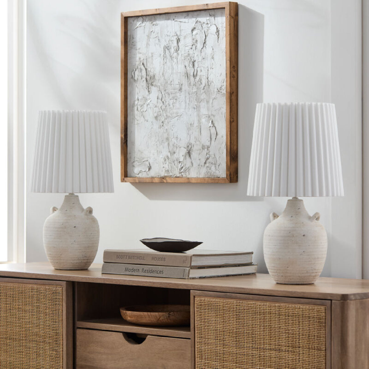   Modern European furniture - Ceramic Fluted Linen Table Lamps (2) - www.oroa.com | Oroa.com