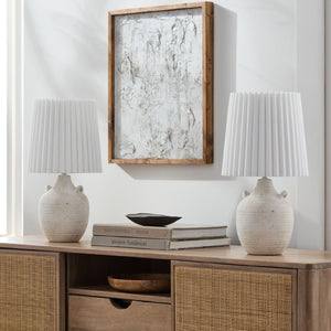   Modern European furniture - Ceramic Fluted Linen Table Lamps (2) - www.oroa.com | Oroa.com