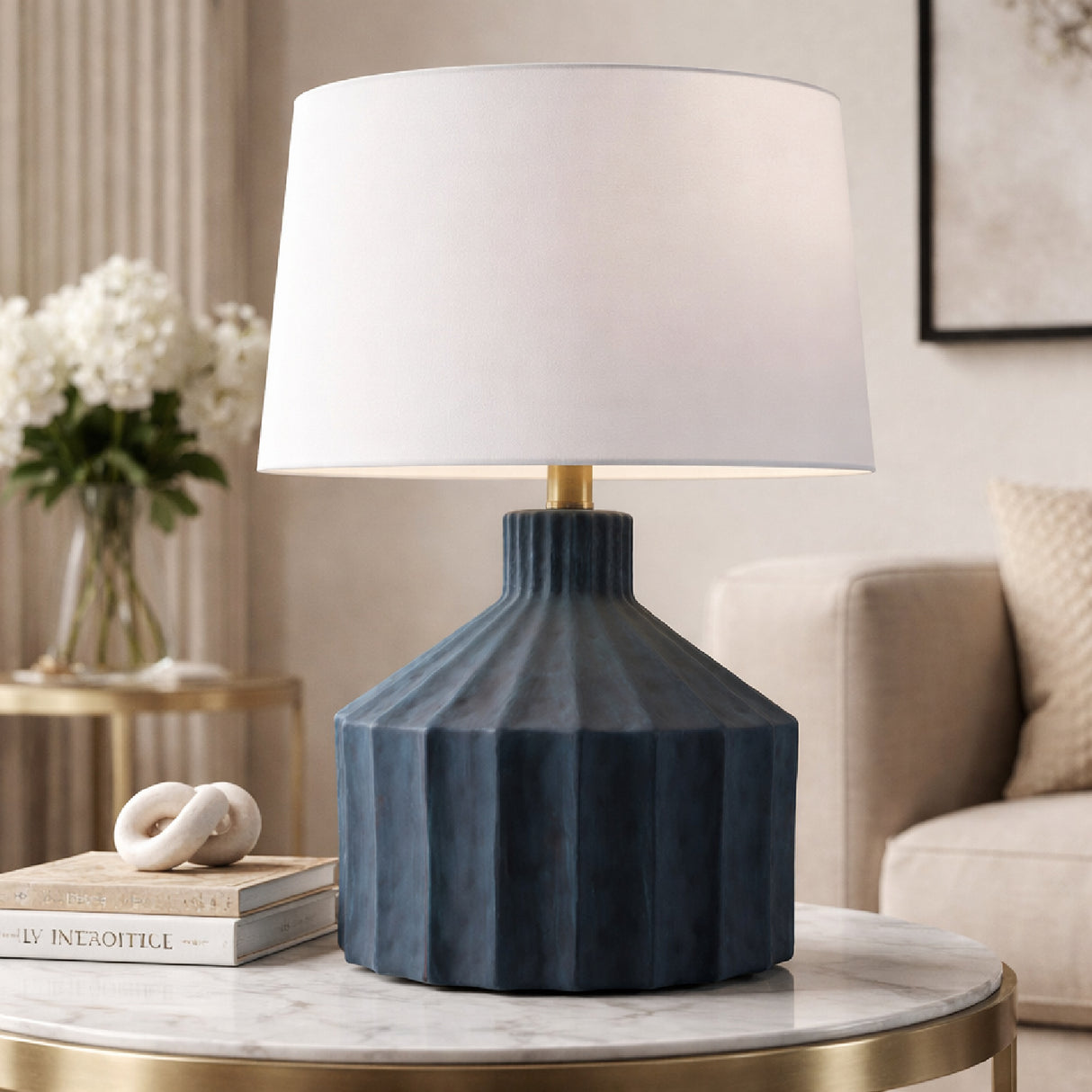   Modern European furniture - Fluted Ceramic Accent Table Lamp - www.oroa.com | Oroa.com