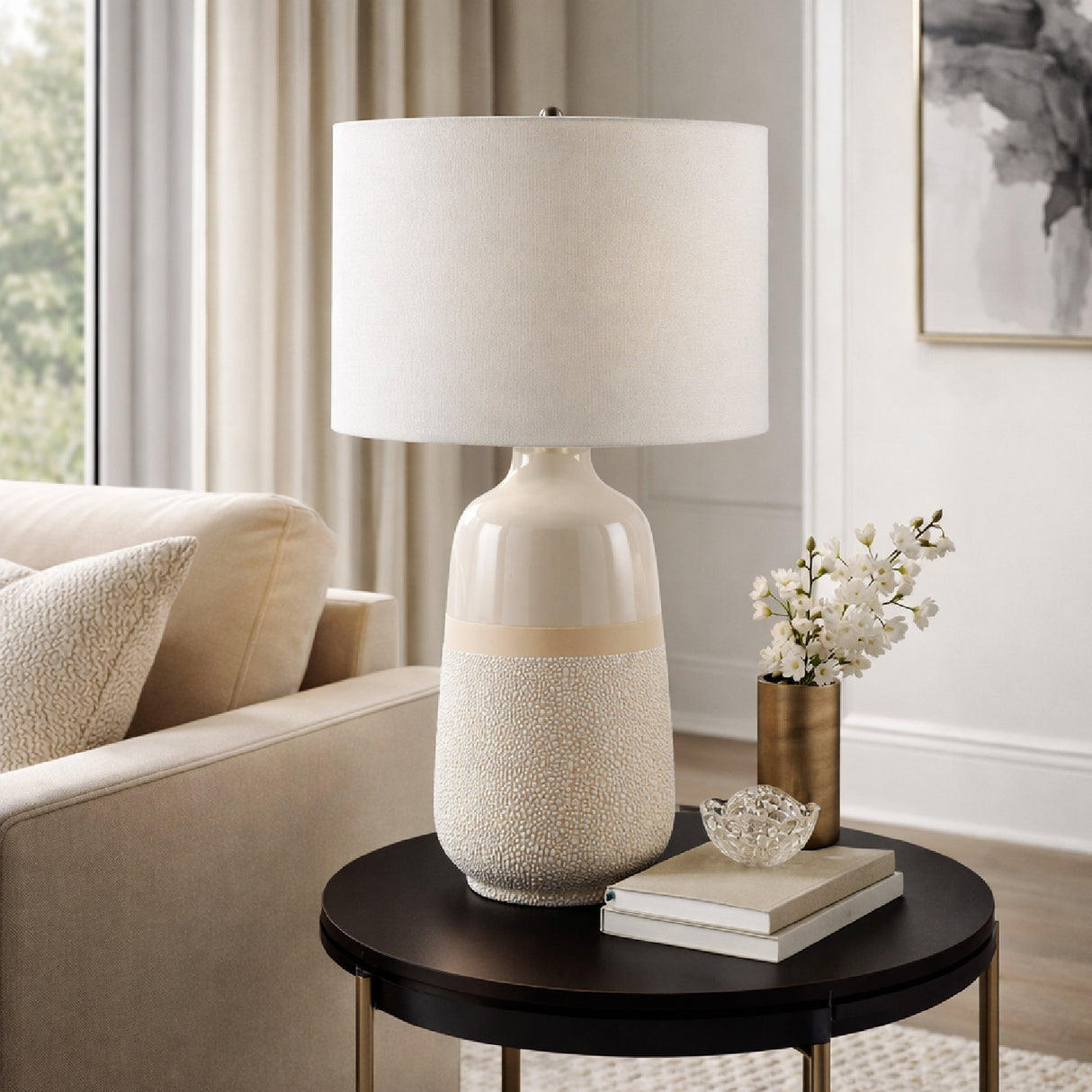   Modern European furniture - Glazed White Ceramic Table Lamp - www.oroa.com | Oroa.com