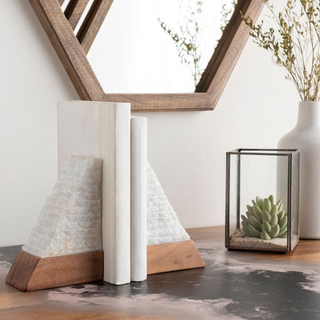   Modern European furniture - White Stone Triangular Bookend Set (2) - www.oroa.com | Oroa.com