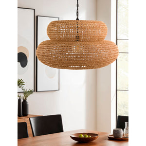   Modern European furniture - Brown Woven 2-Tier Pendant Lamp - www.oroa.com | Oroa.com