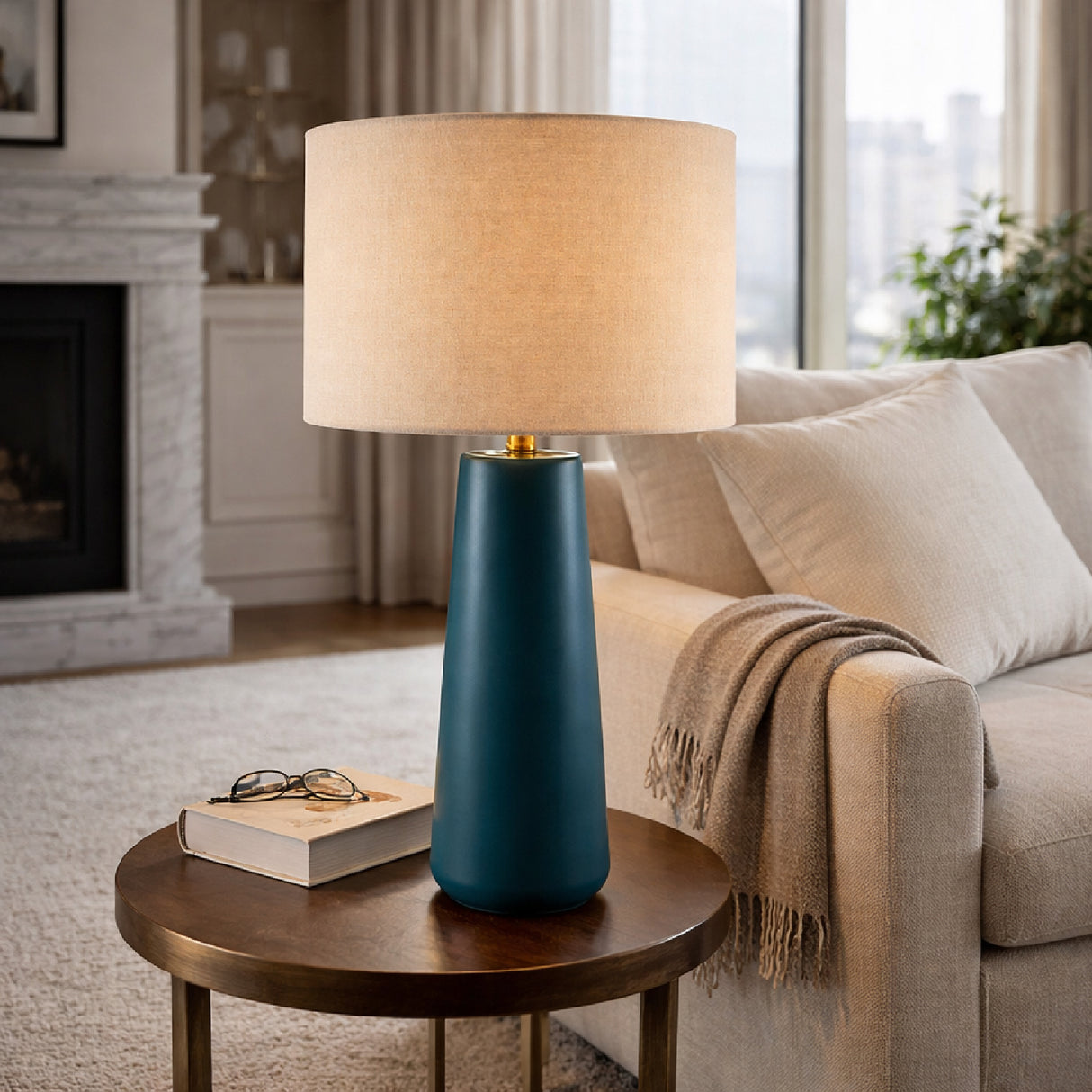   Modern European furniture - Glazed Blue Ceramic Table Lamp - www.oroa.com | Oroa.com