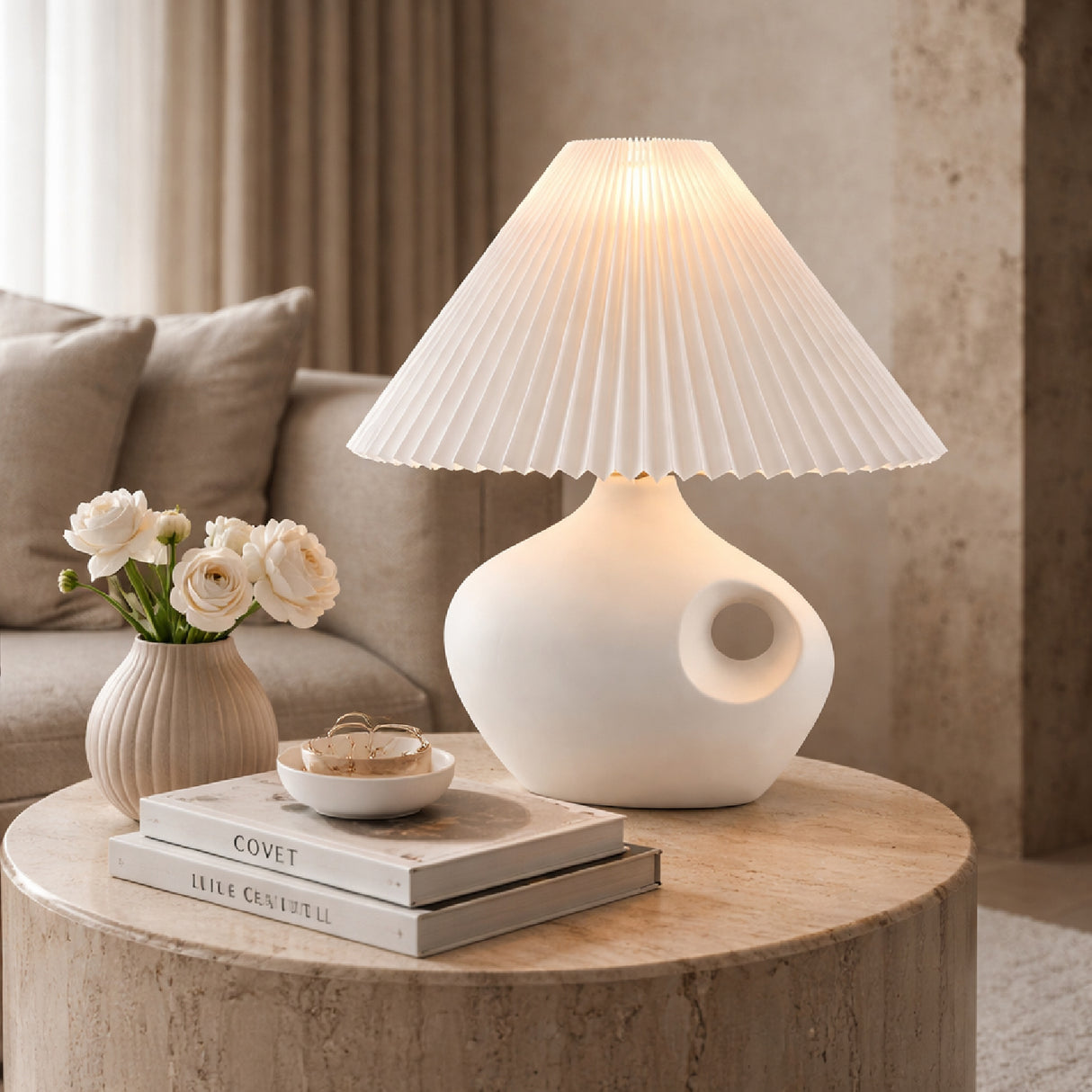   Modern European furniture - Pleated Linen Accent Table Lamp - www.oroa.com | Oroa.com