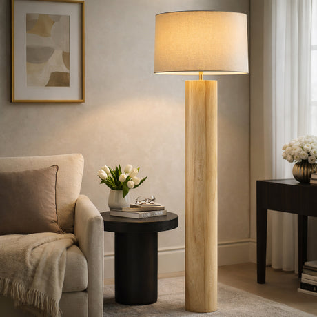   Modern European furniture - Cylindrical Rubberwood Accent Floor Lamp - www.oroa.com | Oroa.com