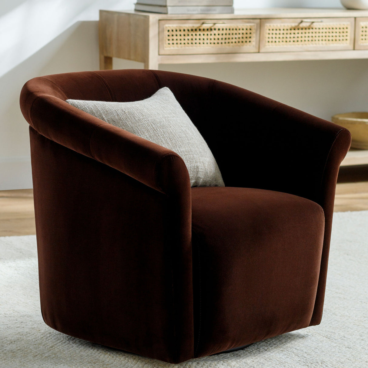   Modern European furniture - Brown Cotton Swivel Chair - www.oroa.com | Oroa.com