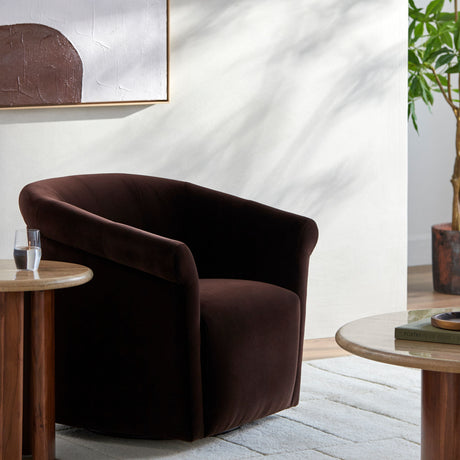   Modern European furniture - Brown Cotton Swivel Chair - www.oroa.com | Oroa.com