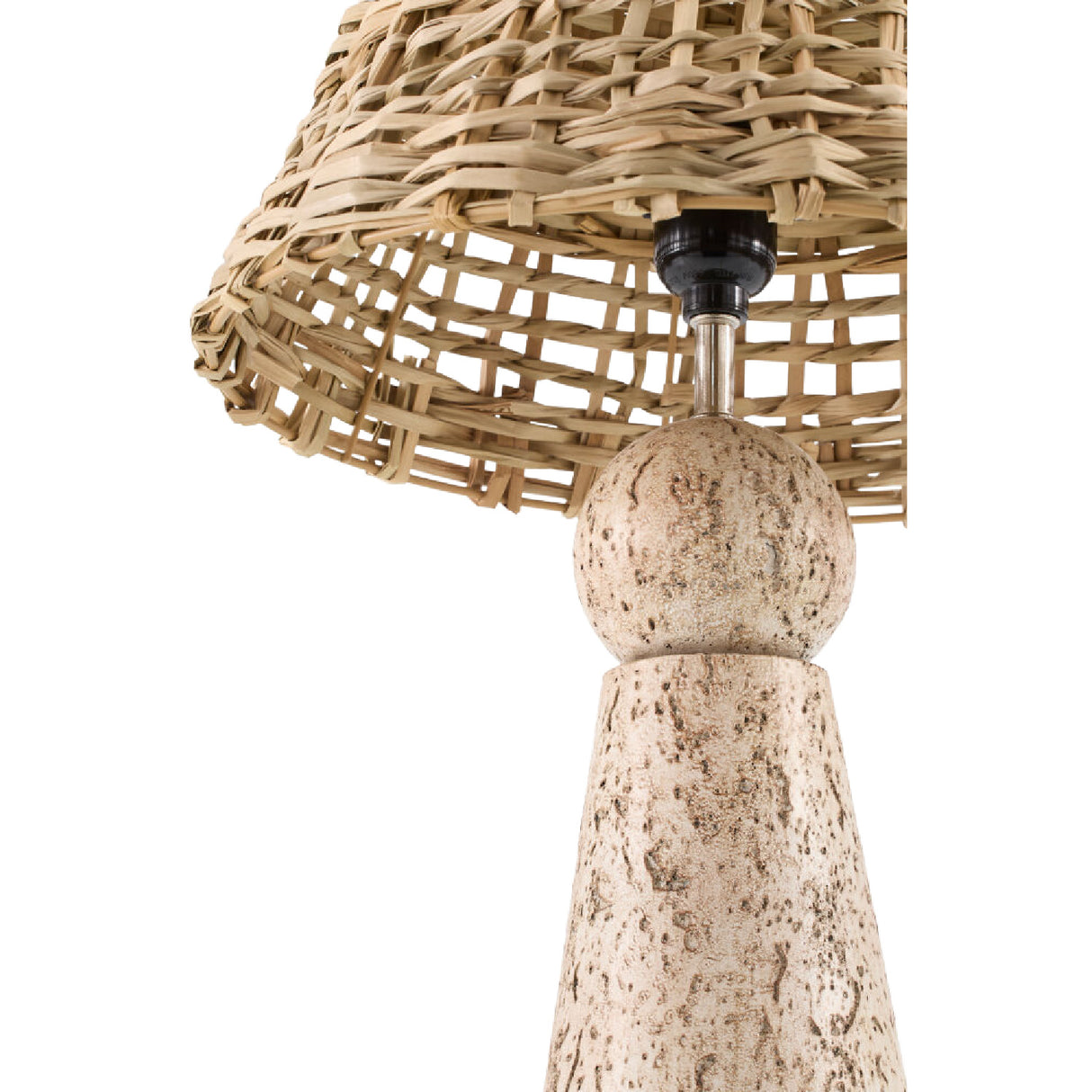  Modern European furniture - Travertine Base Rattan Table Lamps (2) - www.oroa.com | Oroa.com