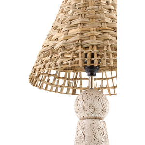   Modern European furniture - Travertine Base Rattan Table Lamps (2) - www.oroa.com | Oroa.com