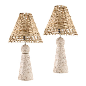   Modern European furniture - Travertine Base Rattan Table Lamps (2) - www.oroa.com | Oroa.com