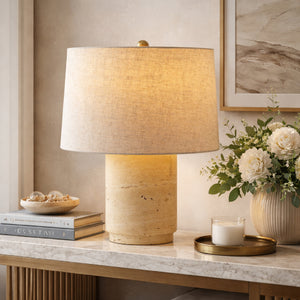   Modern European furniture - Travertine Base Accent Table Lamp - www.oroa.com | Oroa.com