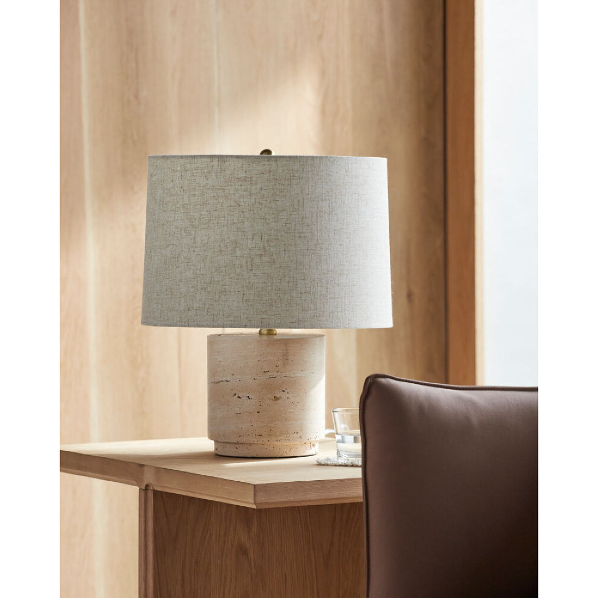   Modern European furniture - Travertine Base Accent Table Lamp - www.oroa.com | Oroa.com