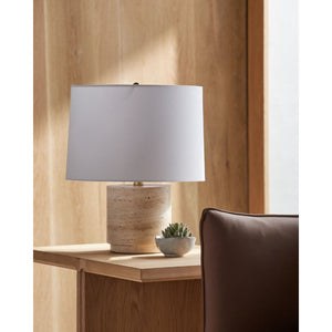   Modern European furniture - Travertine Base Accent Table Lamp - www.oroa.com | Oroa.com