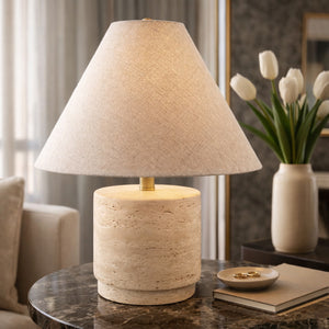   Modern European furniture - Travertine Base Accent Table Lamp - www.oroa.com | Oroa.com