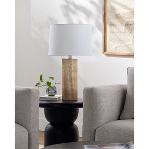   Modern European furniture - Reeded Travertine Accent Table Lamp - www.oroa.com | Oroa.com